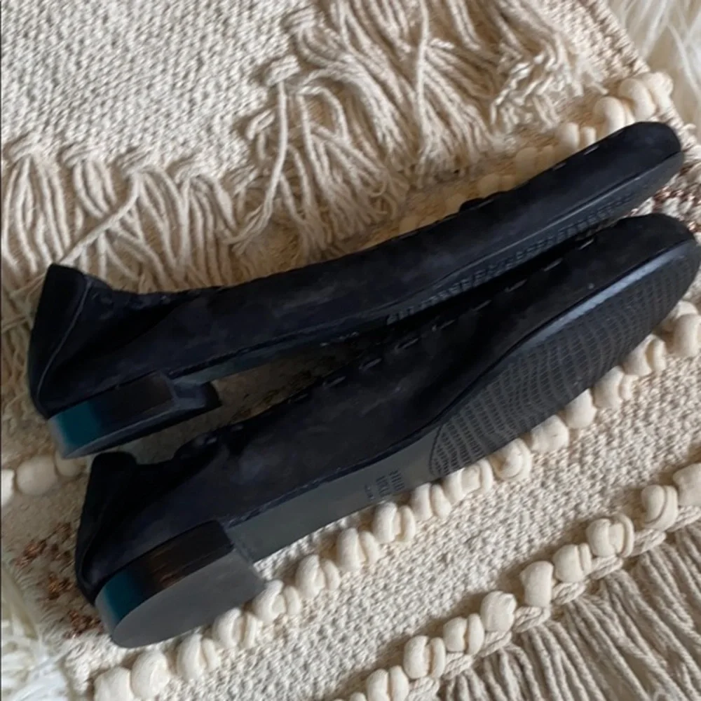 Stuart Weitzman Black Suede Nubuck Woven Flats